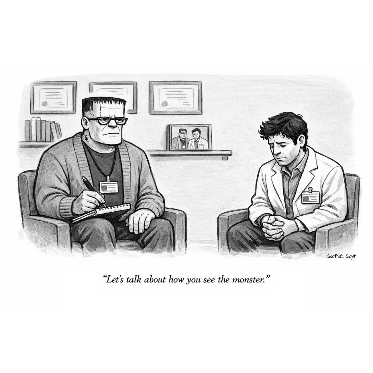 The signed editorial cartoon published with this post — the second argument, drawn.