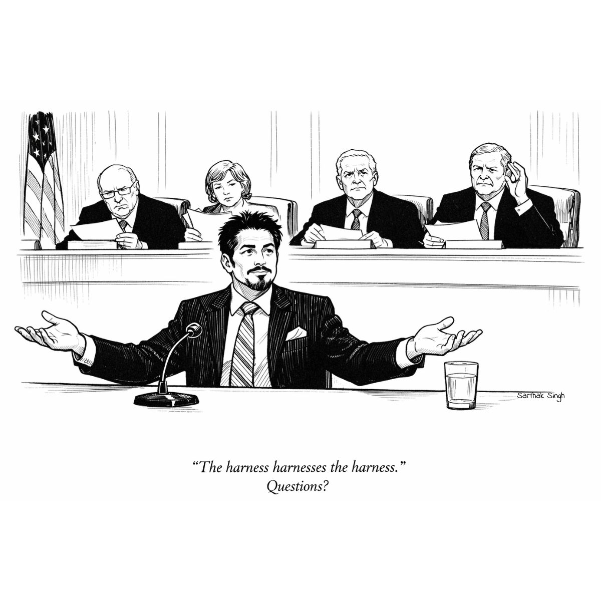 The signed editorial cartoon published with this post — the second argument, drawn.